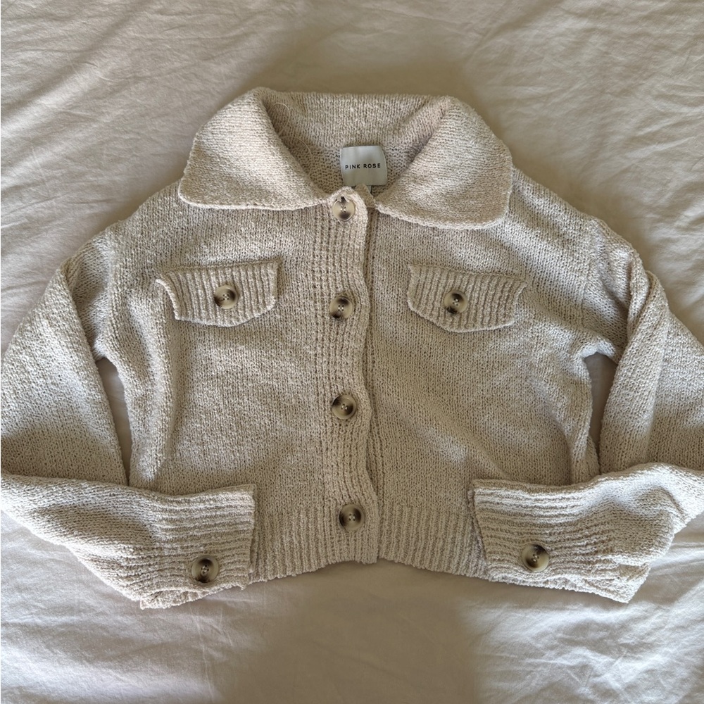 Pink Rose Knit Cardigan